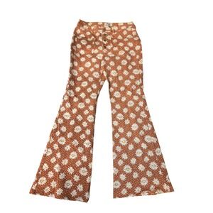 Wrangler High Rise Fierce Flare Jeans Rust Brown Daisy Floral Print Womens 30x30